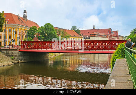 La vue sur l'Piaskowy (sable) et du pont de la rue Grodzka Sand Island (Wyspa Piasek) Banque D'Images