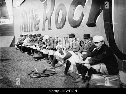 Jour d'ouverture Principal Ligue base-ball match entre les Athletics de Philadelphie et New York Highlanders (plus tard) Yankees, Hilltop Park, New York City, New York, USA, Bain News Service, avril 1908 Banque D'Images