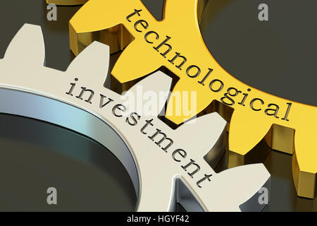 Concept d'investissement technologique sur les roues dentées, 3D Rendering Banque D'Images