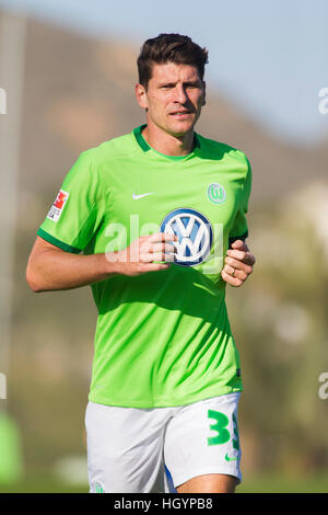 Murcia, Espagne. 07Th Jan, 2017. Wolfsburg's Mario Gomez lors d'un match de football amical entre Vfl Wolfsburg et SC Herrenveen à Murcie, Espagne, 07 janvier 2017. Photo : Pascu Mendez/dpa/Alamy Live News Banque D'Images