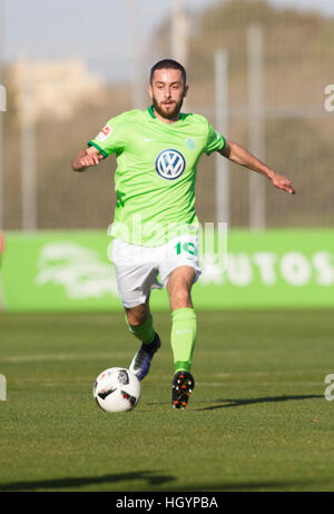 Murcia, Espagne. 07Th Jan, 2017. Wolfsburg's Yunus Malli lors d'un match de football amical entre Vfl Wolfsburg et SC Herrenveen à Murcie, Espagne, 07 janvier 2017. Photo : Pascu Mendez/dpa/Alamy Live News Banque D'Images