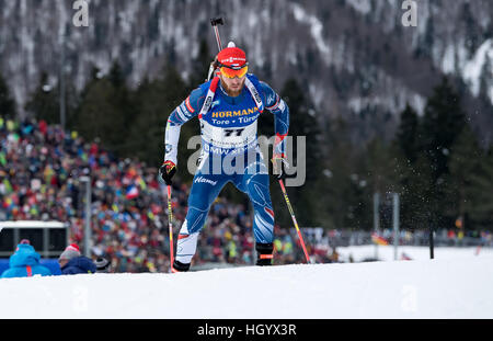 Inzell, Allemagne. 13 Jan, 2017. L'athlète de biathlon Michal Slesingr de la République tchèque participe au sprint de 10 km à l'intérieur de la Coupe du monde de biathlon à l'arène Chiemgau à Ruhpolding, Allemagne, 13 janvier 2017. Photo : Sven Hoppe/dpa/Alamy Live News Banque D'Images