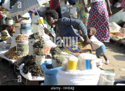 Vue sur le marché de Soweto près du complexe d'Kanyama à Lusaka, Zambie, 11 mars 2016. Le marché est ouvert tous les jours. - Pas de service de fil - Photo : Britta Pedersen/dpa-Zentralbild/ZB Banque D'Images