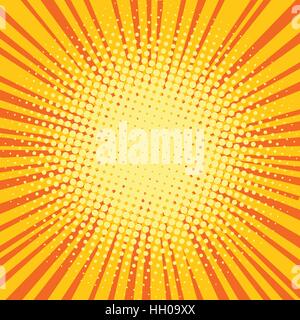 Rayons orange jaune comic pop art rétro arrière Illustration de Vecteur