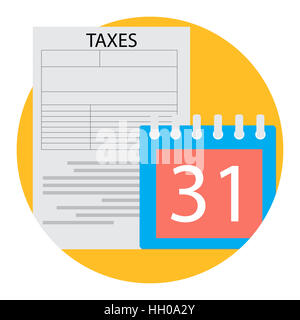 Tax day concept vector icône. Calendrier et formulaire financier fiscal illustration Banque D'Images