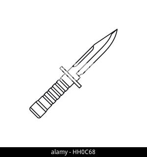 Couteau militaire dans l'icône de style contour Illustration de Vecteur