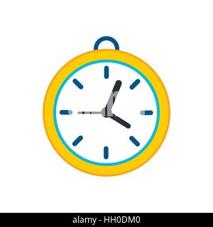 Horloge murale avec RIM, l'icône jaune style plat Illustration de Vecteur