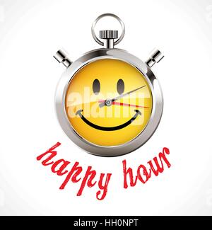 Chronomètre - Happy hour concept - smiley face Illustration de Vecteur