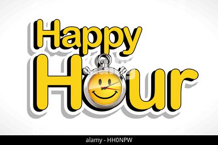 Chronomètre - Happy hour concept - smiley face Illustration de Vecteur