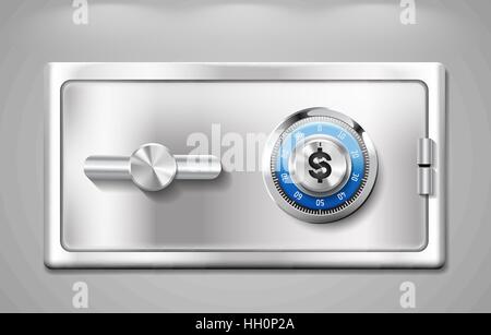 Coffre-fort avec le signe du dollar - concept de protection de l'argent Illustration de Vecteur