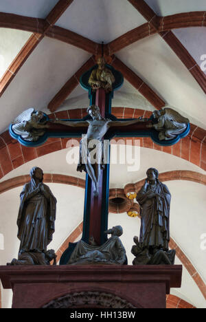 Wechselburg : église abbatiale ; Crucifixion group de Pulpit choir, écran , Sachsen, Saxe, Allemagne Banque D'Images