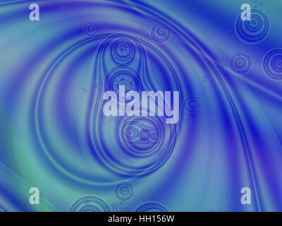 Belle blue fractal image abstraite avec tourbillons et de fractionnement des cellules ressemblant à des cercles, divisant et flottant dans un liquide Banque D'Images
