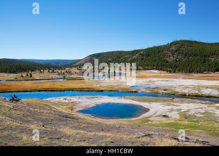 Abaisser geyser basin dans le parc national de Yellowstone, États-Unis Banque D'Images