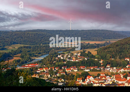 Vue depuis le château de Hirschberg, Beilngries, vallée de l'Altmühl, la région Rhin-Main-Danube-Canal, Altmuehltal, Haute-Bavière Banque D'Images