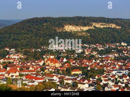 Vue depuis le château de Hirschberg, Beilngries, vallée de l'Altmühl, Altmühltal, Haute-bavière Bavière, Allemagne Banque D'Images