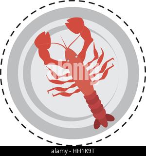 Red Lobster dish sur top view sealife Illustration de Vecteur