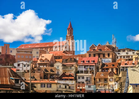 Homes d'Antananarivo, la capitale de l'île de Madagascar Banque D'Images