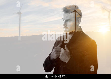 Double exposition portrait of a businessman Banque D'Images