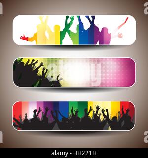 Parti coloré Set - Bannière d'en-têtes ou des bannières avec motifs abstraits librement modifiable et évolutive au format vectoriel Illustration de Vecteur