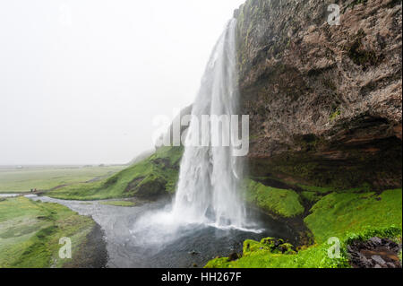 Seljalandsfoss est l'un des plus connus de cascades d'Islande. La cascade tombe de 60 m et fait partie de la rivière. Seljalands Banque D'Images