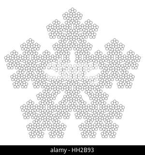 Pentagone Sierpinski - Cinquième Itération Pentaflake avec centre, fractal, vector, snowflake motif complexe Illustration de Vecteur