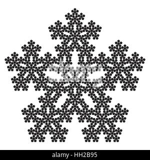 Pentagone Sierpinski - Cinquième Itération Pentaflake avec centre, fractal, vector, snowflake motif complexe Illustration de Vecteur