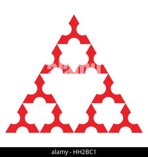 Triangle de Sierpinski shuriken à l'aide de la forme, sans le centre, fractal, vector - Deuxième tour Illustration de Vecteur