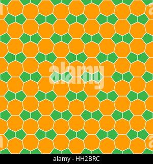 Heptagone et pentagon tile seamless pattern - vecteur répétant modifiable fond papier peint (orange et vert) Illustration de Vecteur