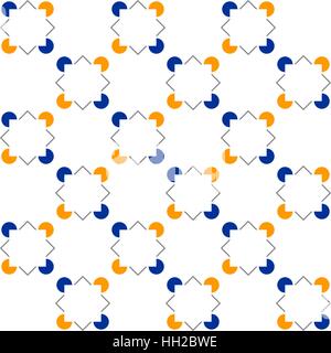 Variation de la carrés Kanizsa illusion optique (Contours illusoires) - Mise en page modèle de tuile, diagonale, modifiable sans répéter vecteur (bleu orange) Illustration de Vecteur