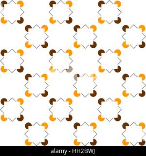 Square variation de Kanizsa illusion optique (Contours illusoires) - Mise en page modèle de tuile, diagonale, modifiable sans répéter vecteur (Brown orange) Illustration de Vecteur