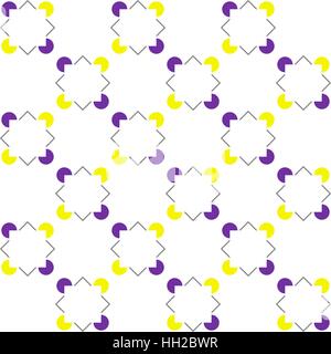 Square variation de Kanizsa illusion optique (Contours illusoires) - Mise en page modèle de tuile, diagonale, modifiable sans vecteur récurrent (Violet jaune) Illustration de Vecteur