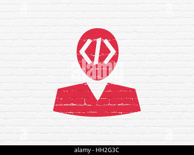 Logiciel Concept : Programmeur sur wall background Banque D'Images