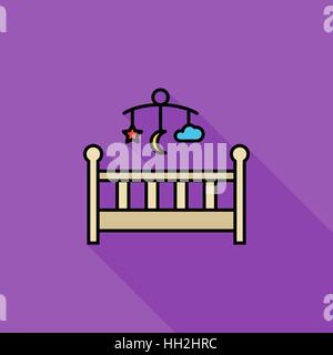 L'icône de lit bébé. Télévision avec l'icône des vecteur long shadow pour applications web et mobiles. Il peut être utilisé comme logo -, le pictogramme, icône, infographie eleme Illustration de Vecteur