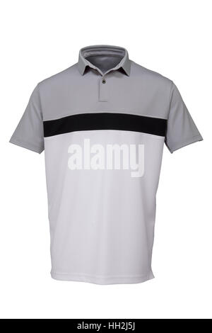 Gris, noir et blanc golf tee shirt pour homme sur fond blanc Banque D'Images