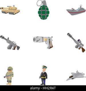 Les armes de l'armée, cartoon style icons set Illustration de Vecteur