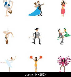 Icons set Dancing, cartoon style Illustration de Vecteur