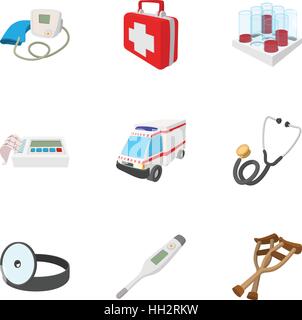 Diagnostic icons set, cartoon style Illustration de Vecteur