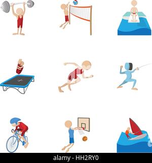 Sports professionnels icons set, cartoon style Illustration de Vecteur