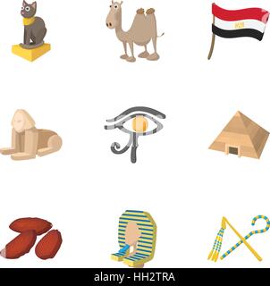 L'Égypte, cartoon style icons set Illustration de Vecteur