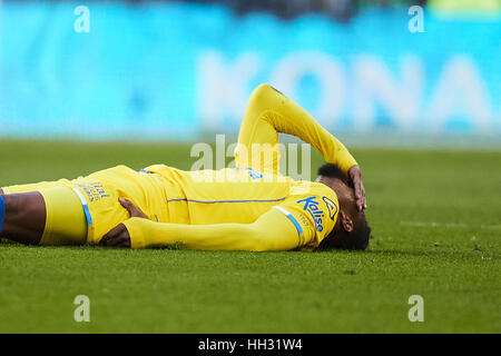 Barcelone, Espagne. 14 Jan, 2017. Kevin-Prince Boateng (UD Las Palmas), au cours de la Liga match de football entre le FC Barcelone et l'UD Las Palmas, au Camp Nou à Barcelone, Espagne, le samedi 14 janvier 2017. Foto : S.Lau | Verwendung weltweit Credit : dpa/Alamy Live News Banque D'Images