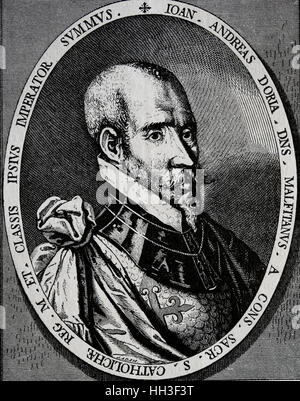 Andrea Doria (1466-1560). Codottiero italien et l'amiral de la République de Gênes. Gravure par l'histoire de Philippe II, 1884. Banque D'Images