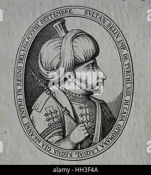 Selim II (1524-1574). 11ème Sultan Ottoman. Portrait. Gravure par l'histoire de Philippe II, 1884. Banque D'Images