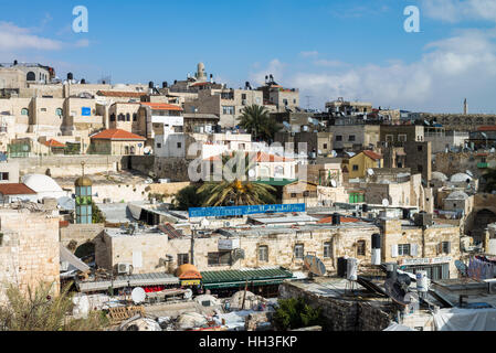 À la vue de la porte de Damas, Jérusalem Est, Israël Banque D'Images