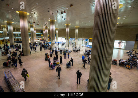 Hall d'arrivée, l'aéroport Ben Gourion, Tel Aviv-Jaffa, Israël Banque D'Images
