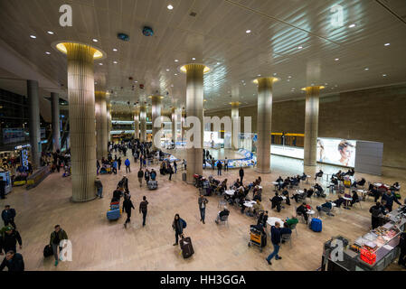 Hall d'arrivée, l'aéroport Ben Gourion, Tel Aviv-Jaffa, Israël Banque D'Images