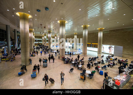 Hall d'arrivée, l'aéroport Ben Gourion, Tel Aviv-Jaffa, Israël Banque D'Images