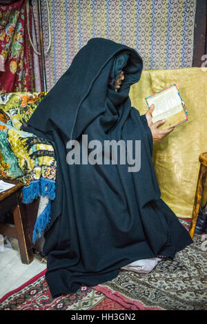 Portrait de l'imam dans le monastère copte éthiopien, Jérusalem, Israël Banque D'Images