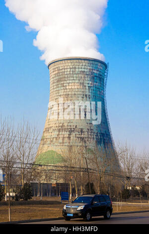 La pollution par le charbon powered Power Station, Shizuishan, Ningxia, Chine Banque D'Images