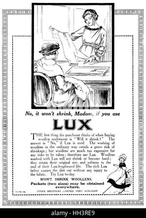 1918 La publicité pour le savon Lux Banque D'Images