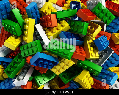 Blocs de construction Multi colored background. 3D illustration Banque D'Images